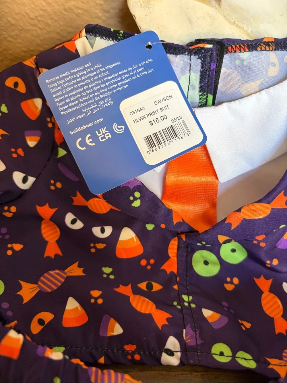 Build a Bear Halloween Orange Tie Out Fit CUTE! NWT